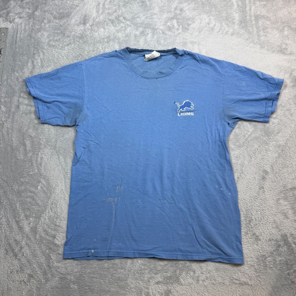 Vintage Lee Sport T-Shirt Mens M Blue Detroit Lions Faded Distressed NFL 90s